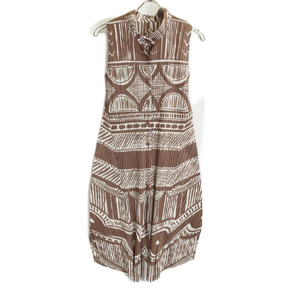 PLEATS PLEASE Brown-Grey/Ivory PP63-JH702 Long Shirt/Cardigan Top