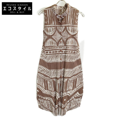 PLEATS PLEASE Brown-Grey/Ivory PP63-JH702 Long Shirt/Cardigan Top