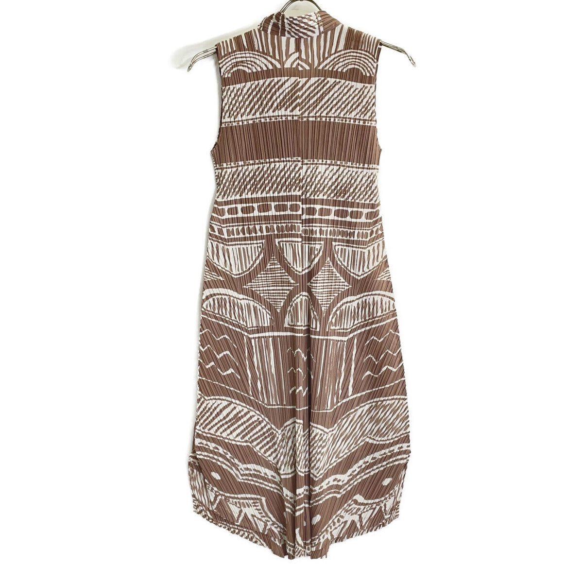 PLEATS PLEASE Brown-Grey/Ivory PP63-JH702 Long Shirt/Cardigan Top