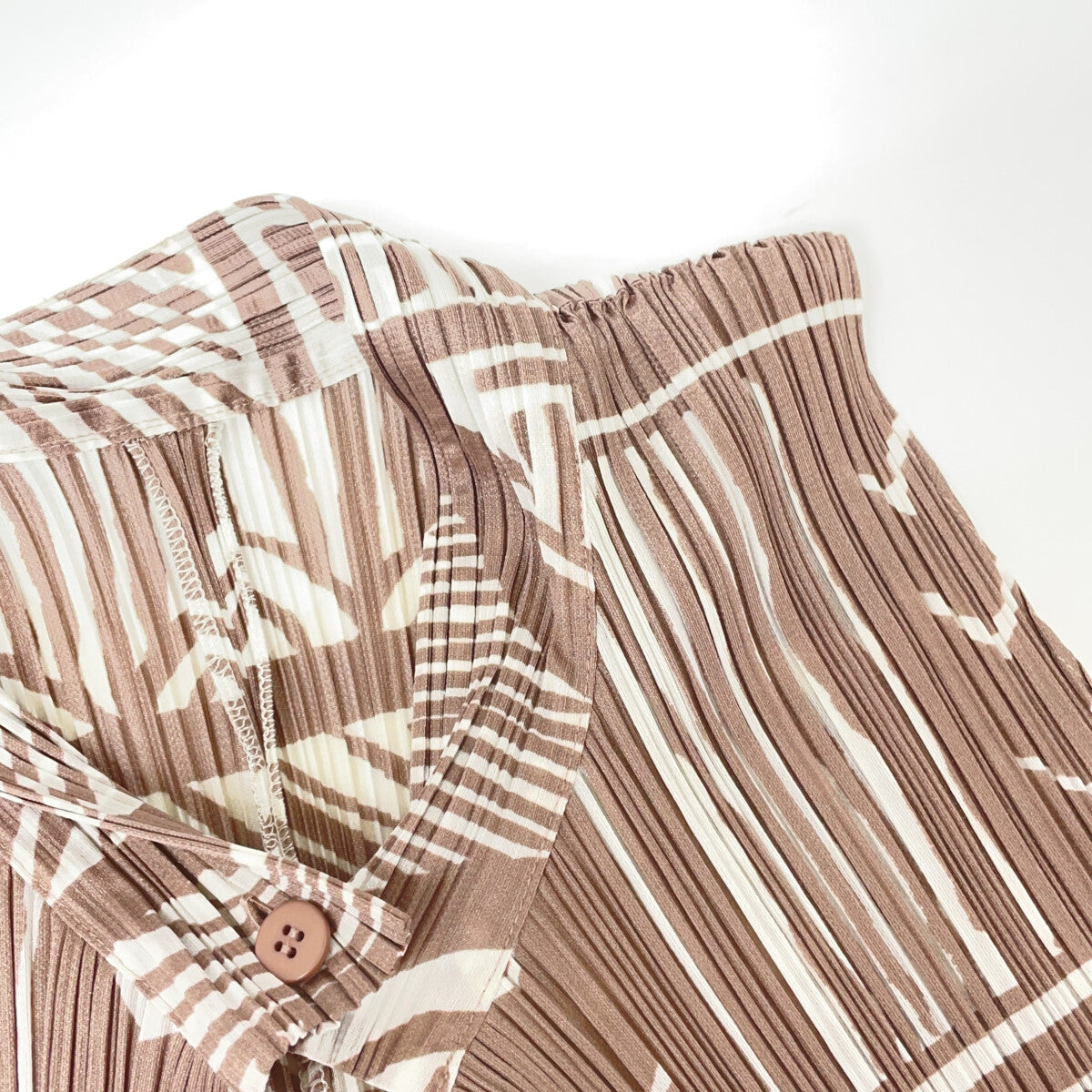 PLEATS PLEASE Brown-Grey/Ivory PP63-JH702 Long Shirt/Cardigan Top