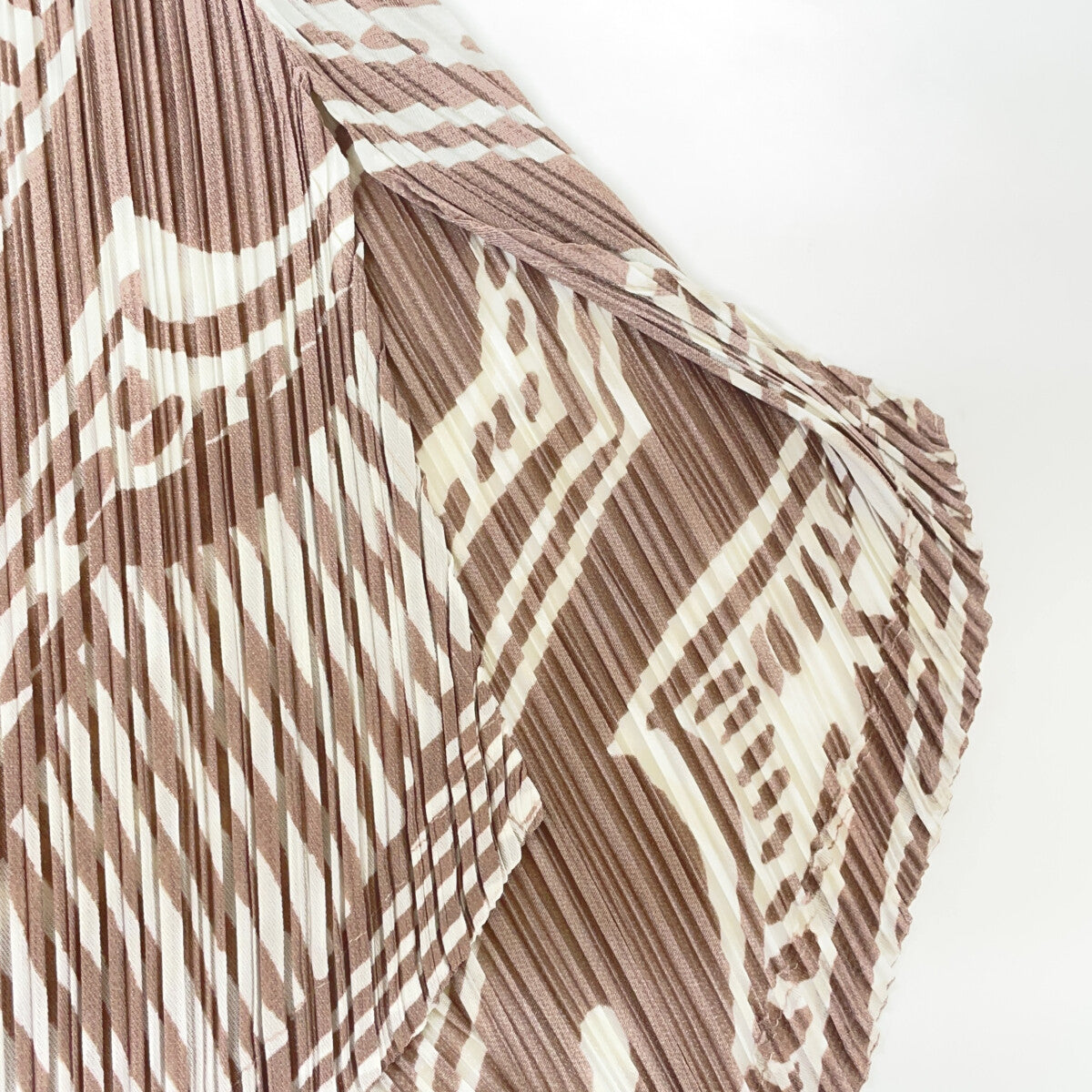 PLEATS PLEASE Brown-Grey/Ivory PP63-JH702 Long Shirt/Cardigan Top