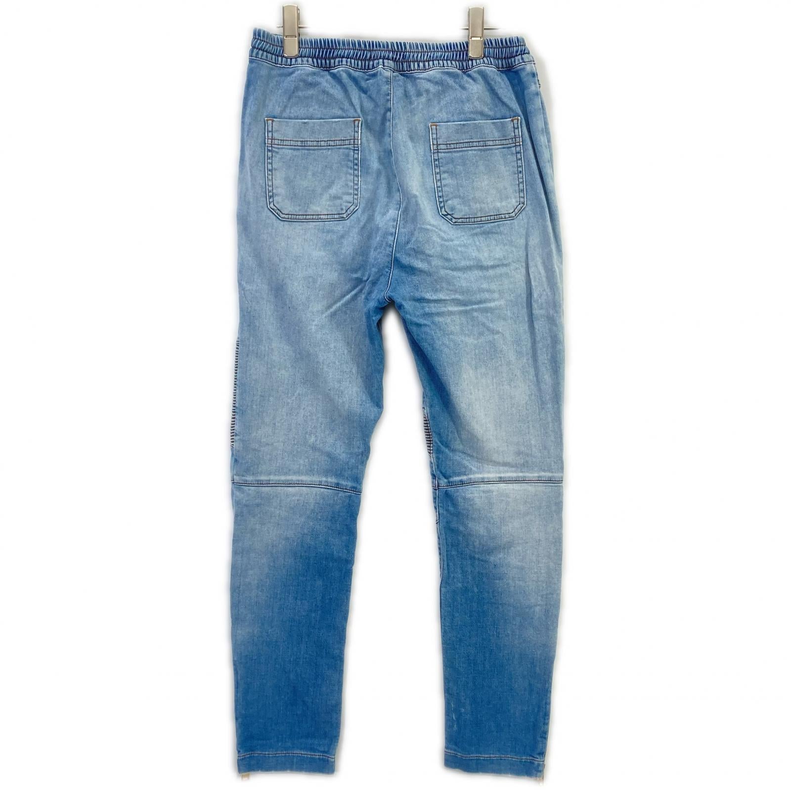 BALMAIN バルマン S7H5009J064 ライトブルー バイカー デニムジョガーパンツ ボトムス