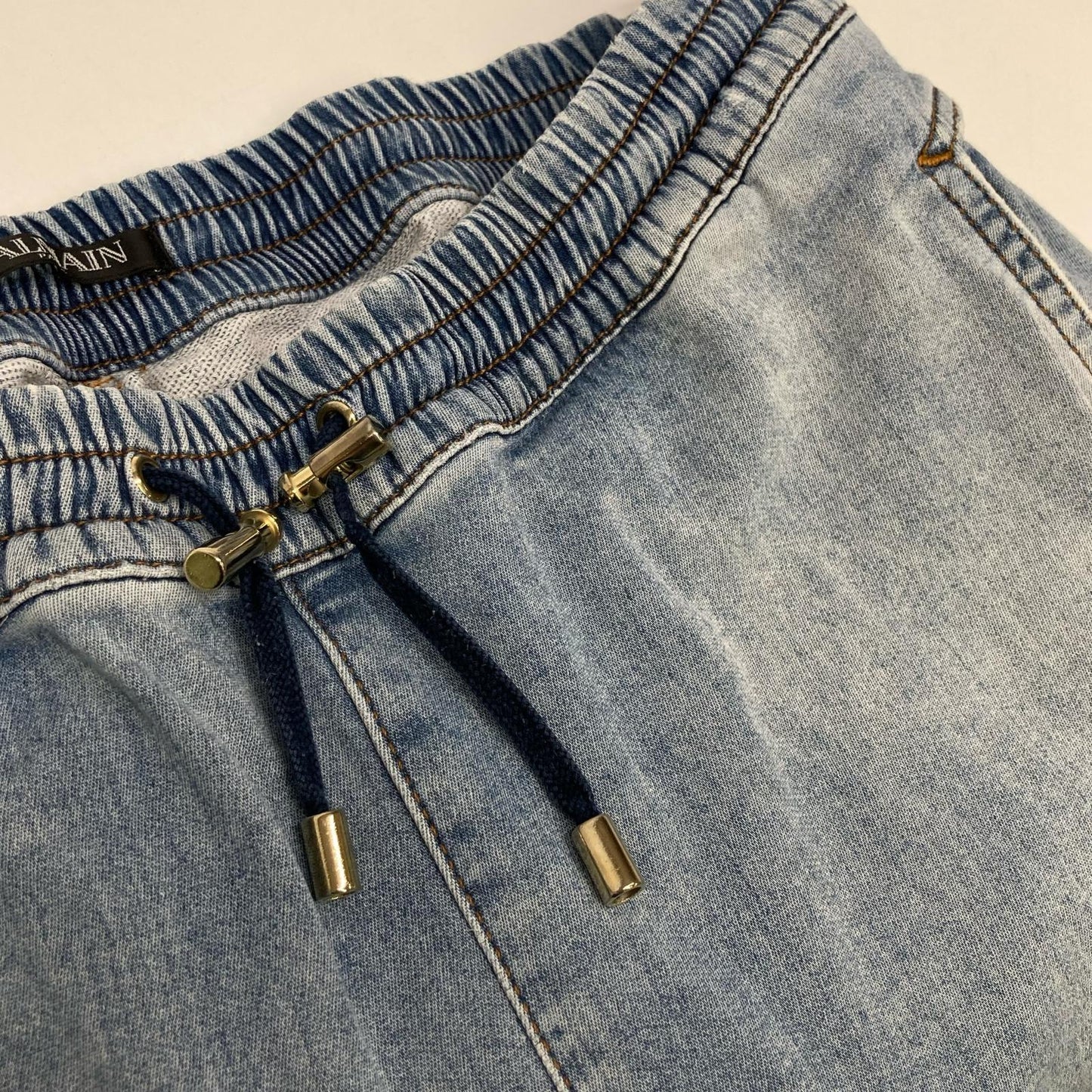 BALMAIN バルマン S7H5009J064 ライトブルー バイカー デニムジョガーパンツ ボトムス