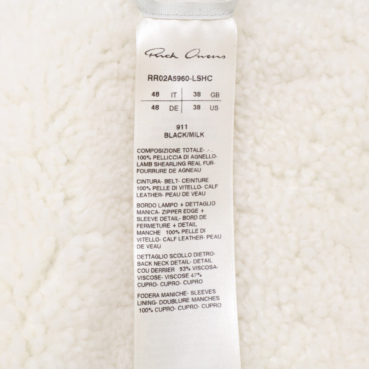 Rick Owens 【Mint Condition】RR02A5960-LSHC GETHSEMANE F/W21 Mouton Long Coat 48