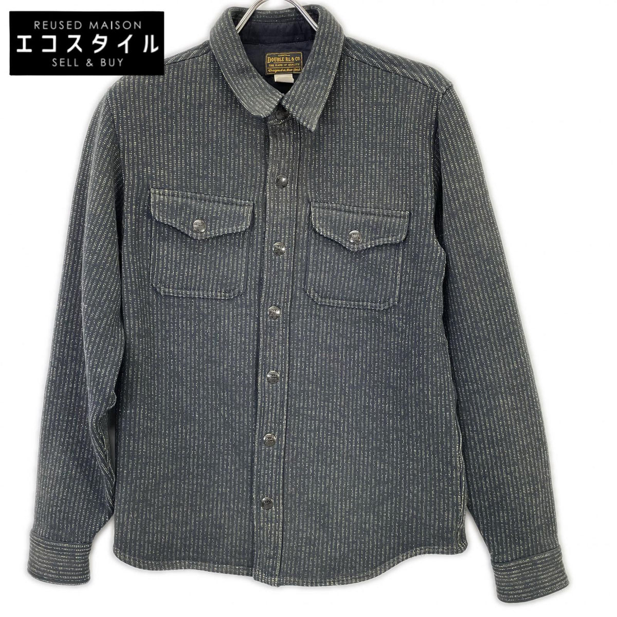 RRL 双R标 782929520001 灰色 条纹 沙滩布衬衫夹克 夹克 XS