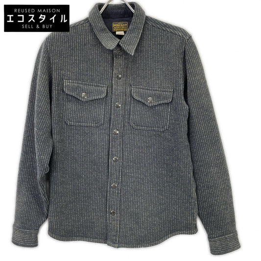 RRL 782929520001 Gray Striped Beach Cloth Shirt Jacket