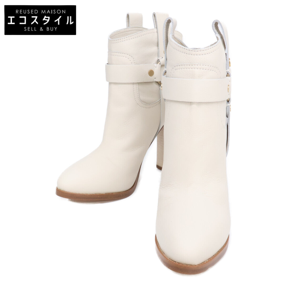 【美品】86877-009 高跟踝靴 38 1/2 女式