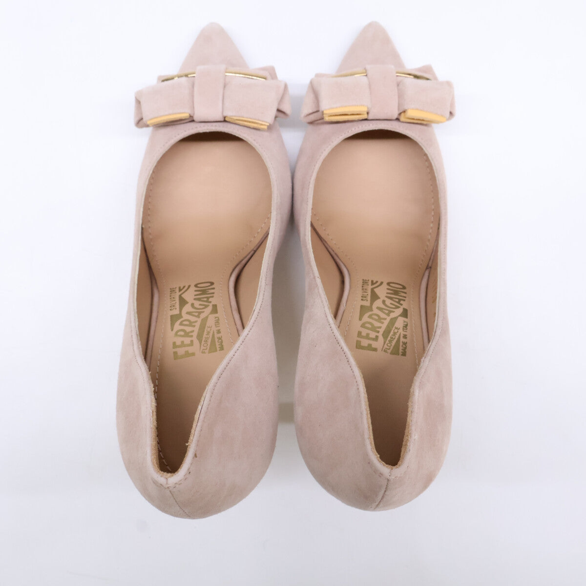 Salvatore Ferragamo サルヴァトーレフェラガモ 【美品】32750 A10 リボン スエード ポインテッドトゥ パンプス シューズ