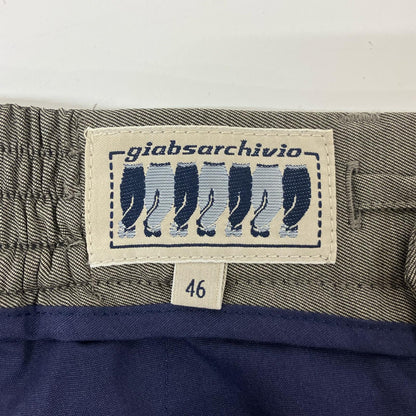 giab's ARCHIVIO bespoke MASACCIO ring brown 3G Shaka Wool No-Pleat Trousers Bottoms