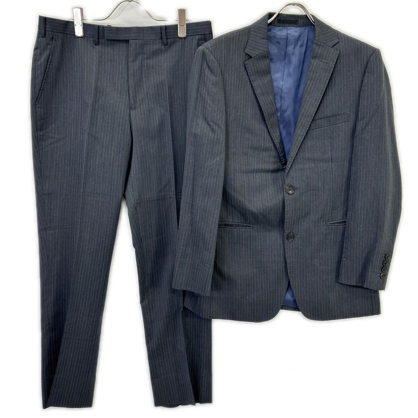 Burberry Black Label バーバリーブラックレーベル チャコールグレー D1H31-608-07 ストライプ ウール スーツ スーツ セットアップ