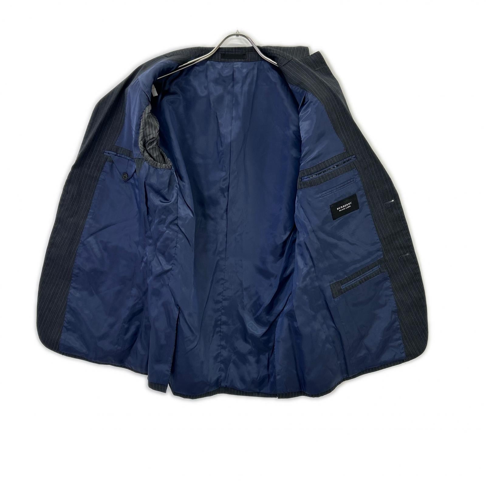 Burberry Black Label バーバリーブラックレーベル チャコールグレー D1H31-608-07 ストライプ ウール スーツ スーツ セットアップ