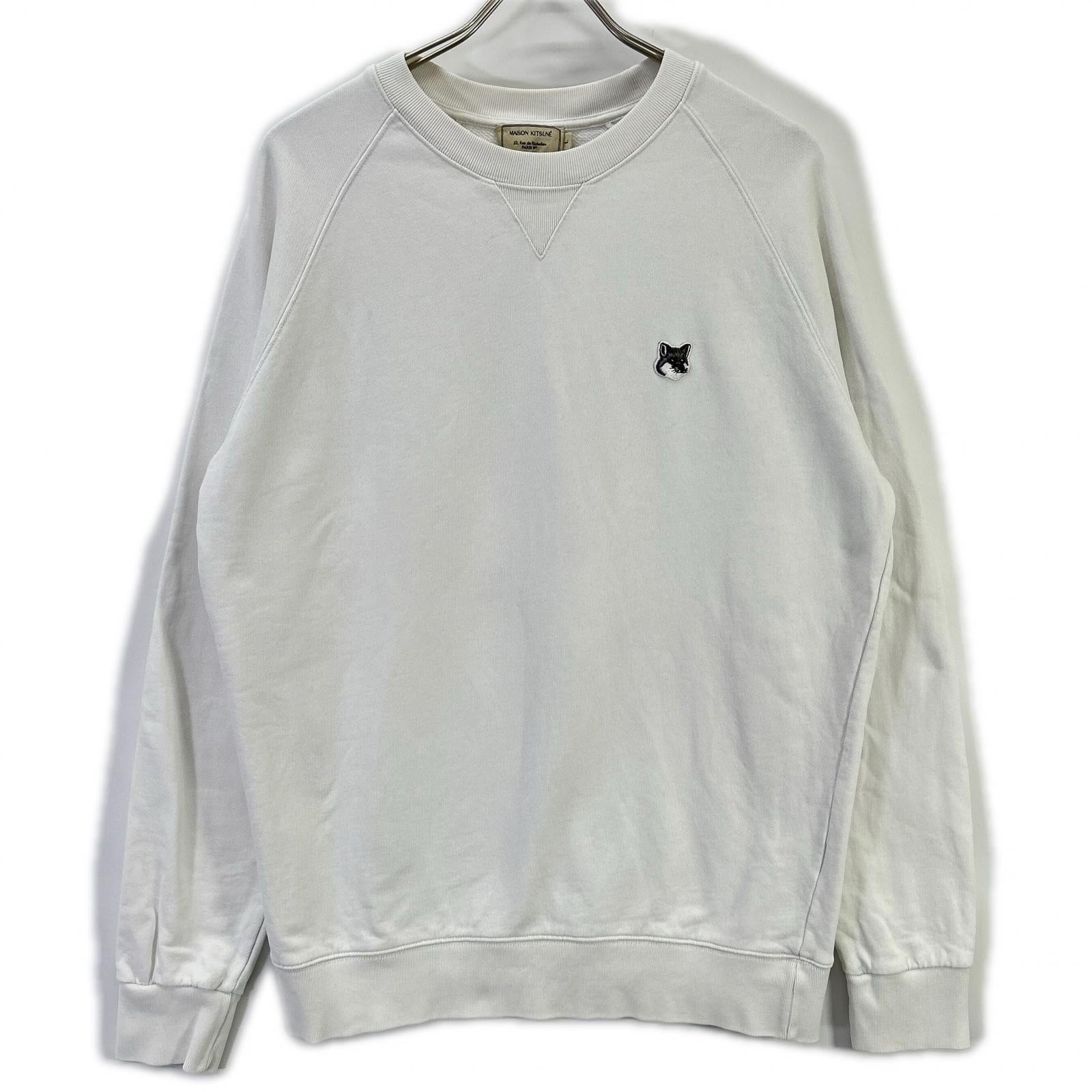 MAISON KITSUNE メゾンキツネ GM00333KM0002 ホワイト キツネ刺繍 スウェットシャツ トップス
