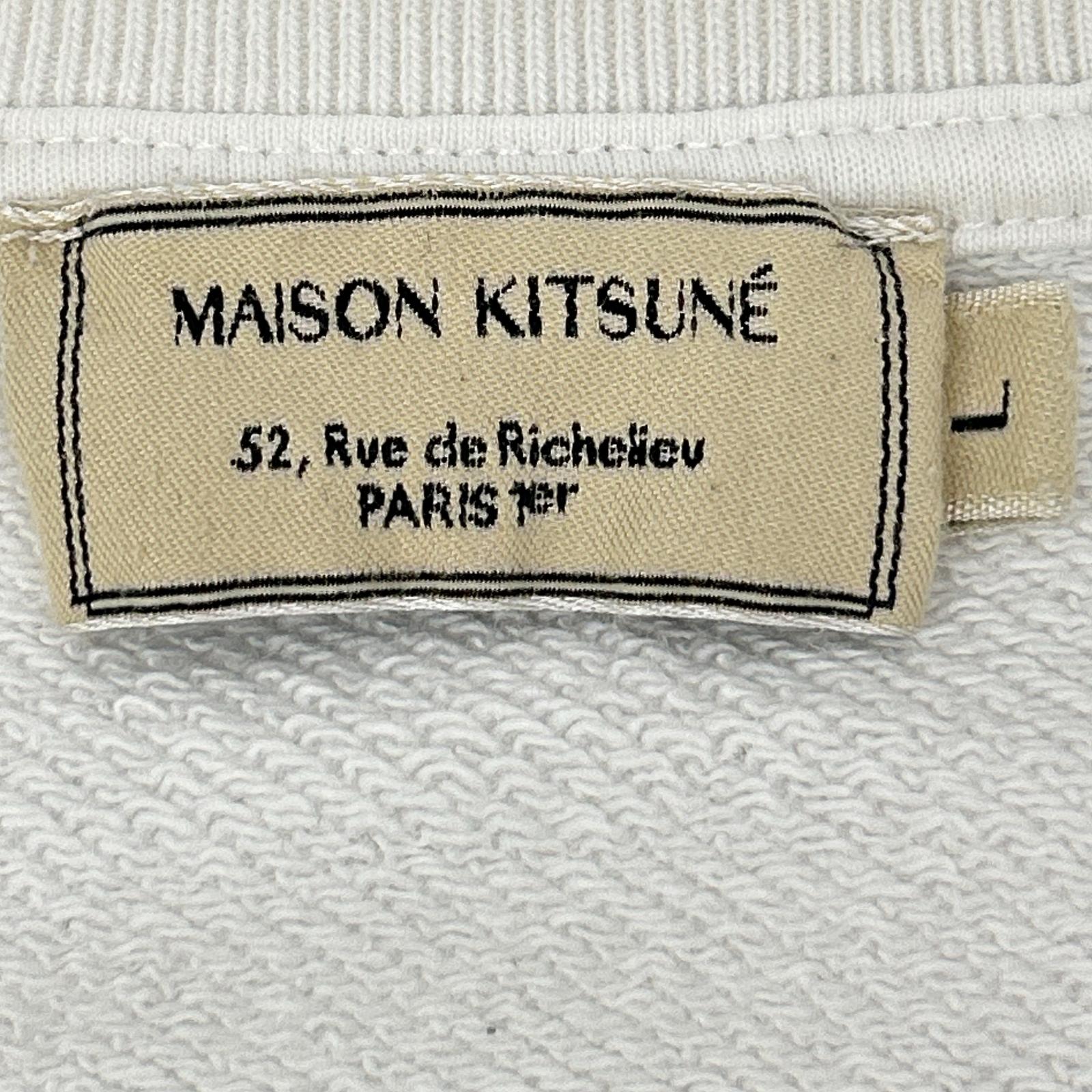 MAISON KITSUNE メゾンキツネ GM00333KM0002 ホワイト キツネ刺繍 スウェットシャツ トップス