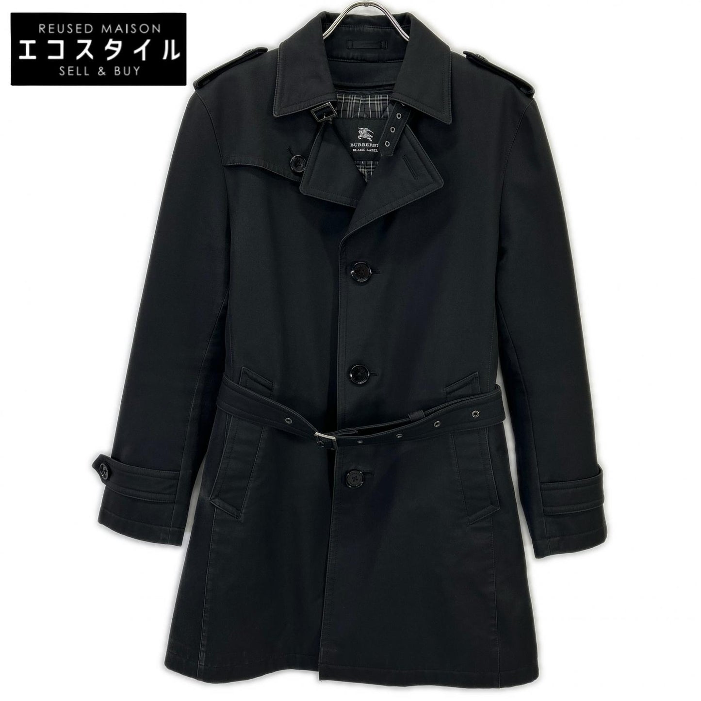 BURBERRY BLACK LABEL バーバリーブラックレーベル ﾌﾞﾗｯｸ BMA14-313-09 ｼｮｰﾄ丈ﾄﾚﾝﾁｺｰﾄ コート L