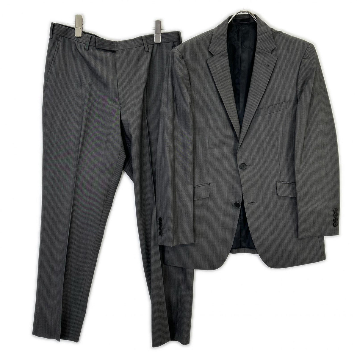 BURBERRY BLACK LABEL 博柏利黑标 炭灰色细条纹 D1H35-810-07 两件套 西服套装