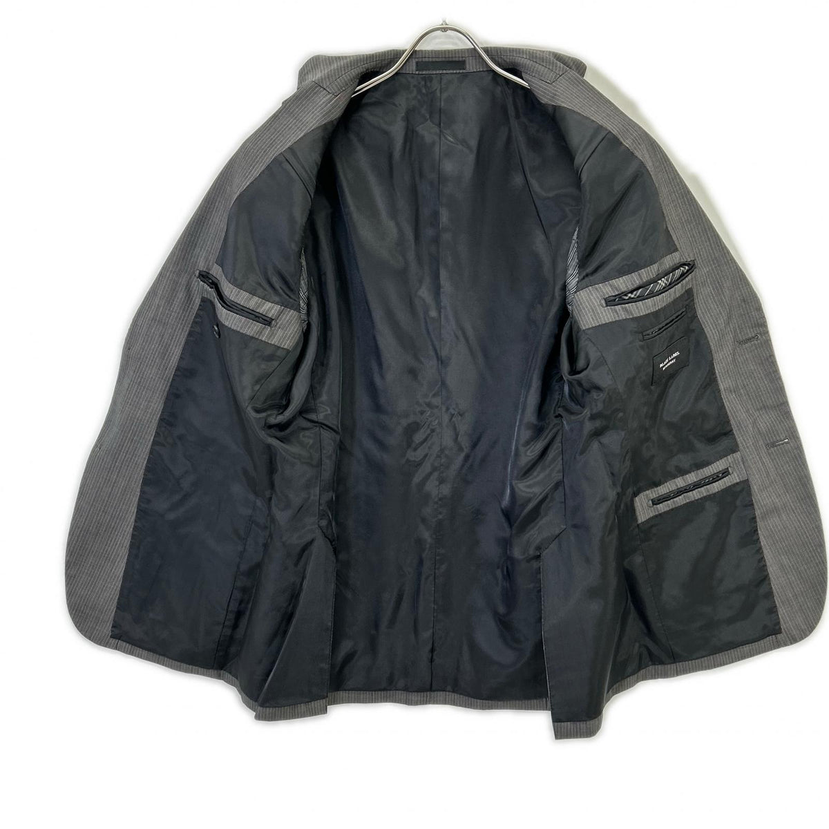 BURBERRY BLACK LABEL 博柏利黑标 炭灰色细条纹 D1H35-810-07 两件套 西服套装