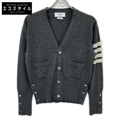 THOM BROWNE Thom Browne Gray MKC001A-00011-038 Cashmere Knit Cardigan Top