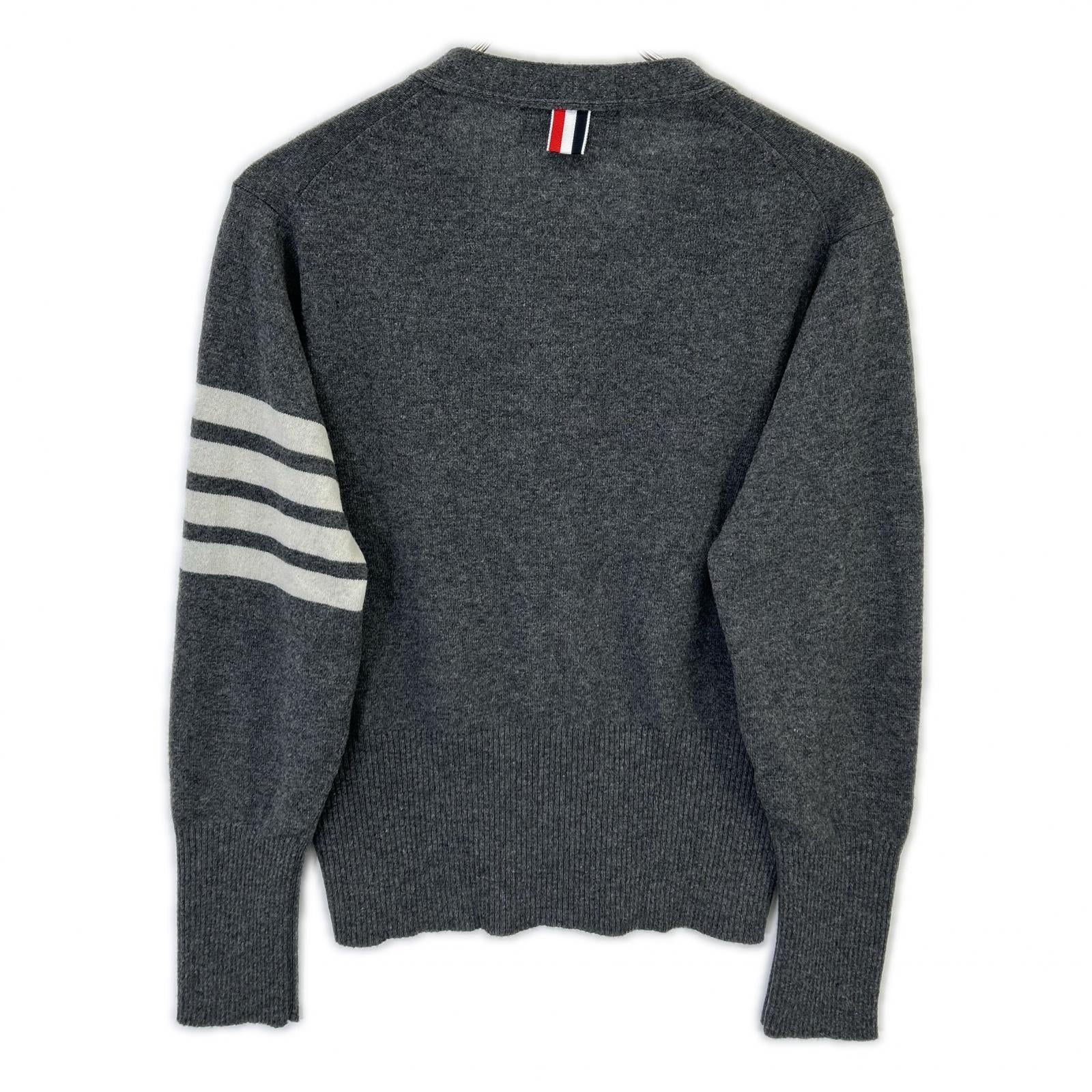 THOM BROWNE Thom Browne Gray MKC001A-00011-038 Cashmere Knit Cardigan Top