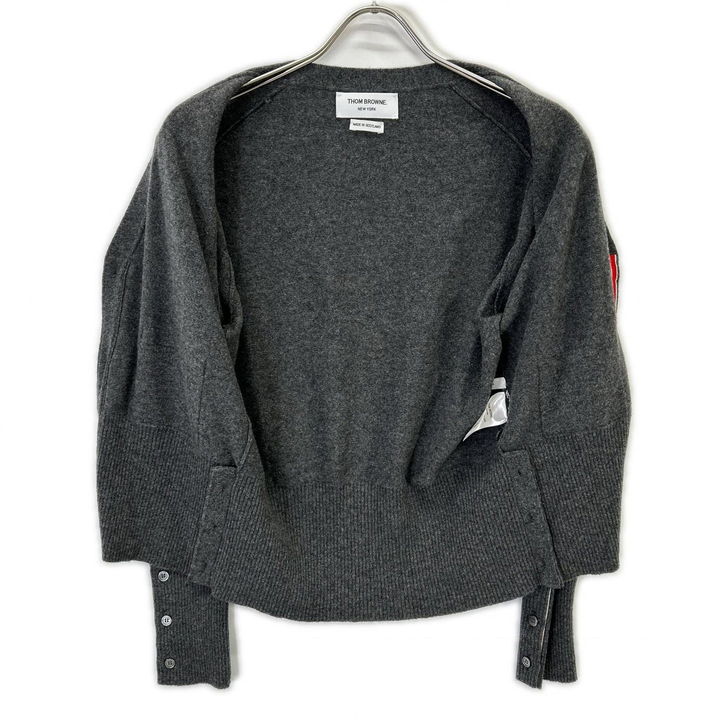 THOM BROWNE Thom Browne Gray MKC001A-00011-038 Cashmere Knit Cardigan Top