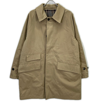 MACKINTOSH LONDON Beige/Green Houndstooth GM-1010R GTS CARLUKE Reversible Fly-Front Chesterfield Coat