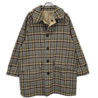 MACKINTOSH LONDON Beige/Green Houndstooth GM-1010R GTS CARLUKE Reversible Fly-Front Chesterfield Coat