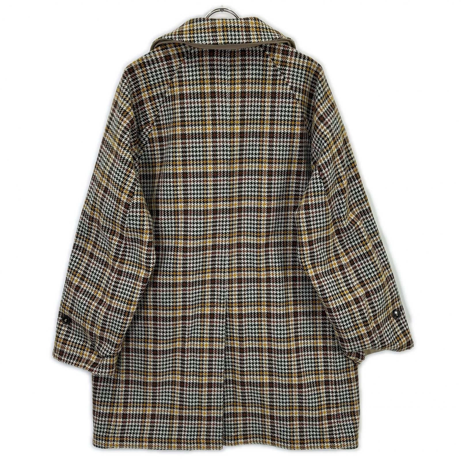 MACKINTOSH LONDON Beige/Green Houndstooth GM-1010R GTS CARLUKE Reversible Fly-Front Chesterfield Coat