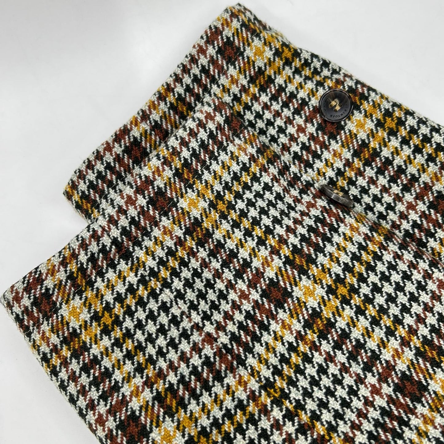 MACKINTOSH LONDON Beige/Green Houndstooth GM-1010R GTS CARLUKE Reversible Fly-Front Chesterfield Coat