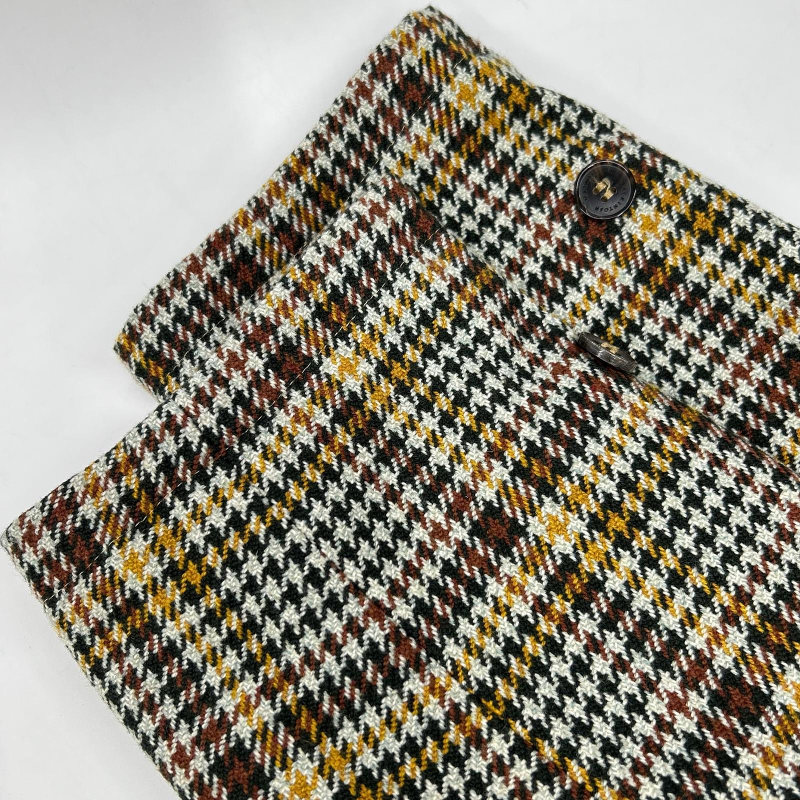 MACKINTOSH LONDON Beige/Green Houndstooth GM-1010R GTS CARLUKE Reversible Fly-Front Chesterfield Coat