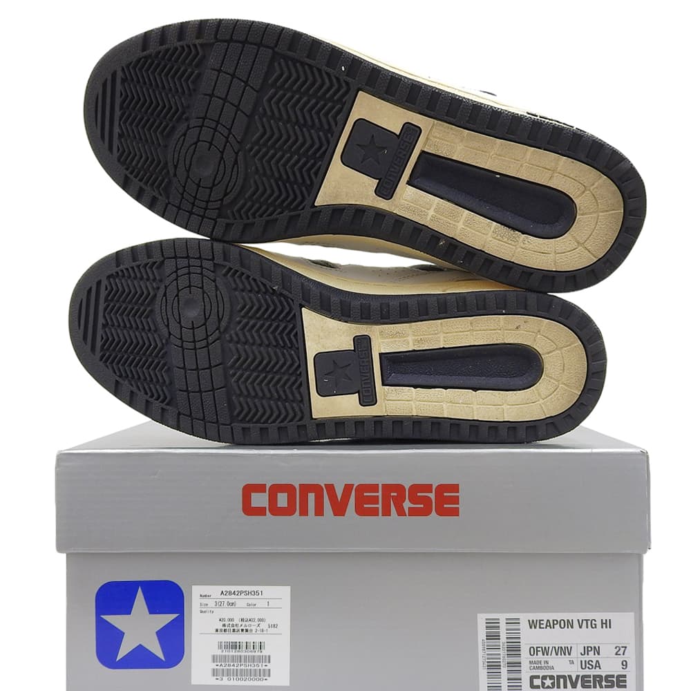 CONVERSE コンバース 美品 WEAPON VTG HI スニーカー シューズ メンズ ホワイト/ブラック 27cm 34201760 シューズ 27