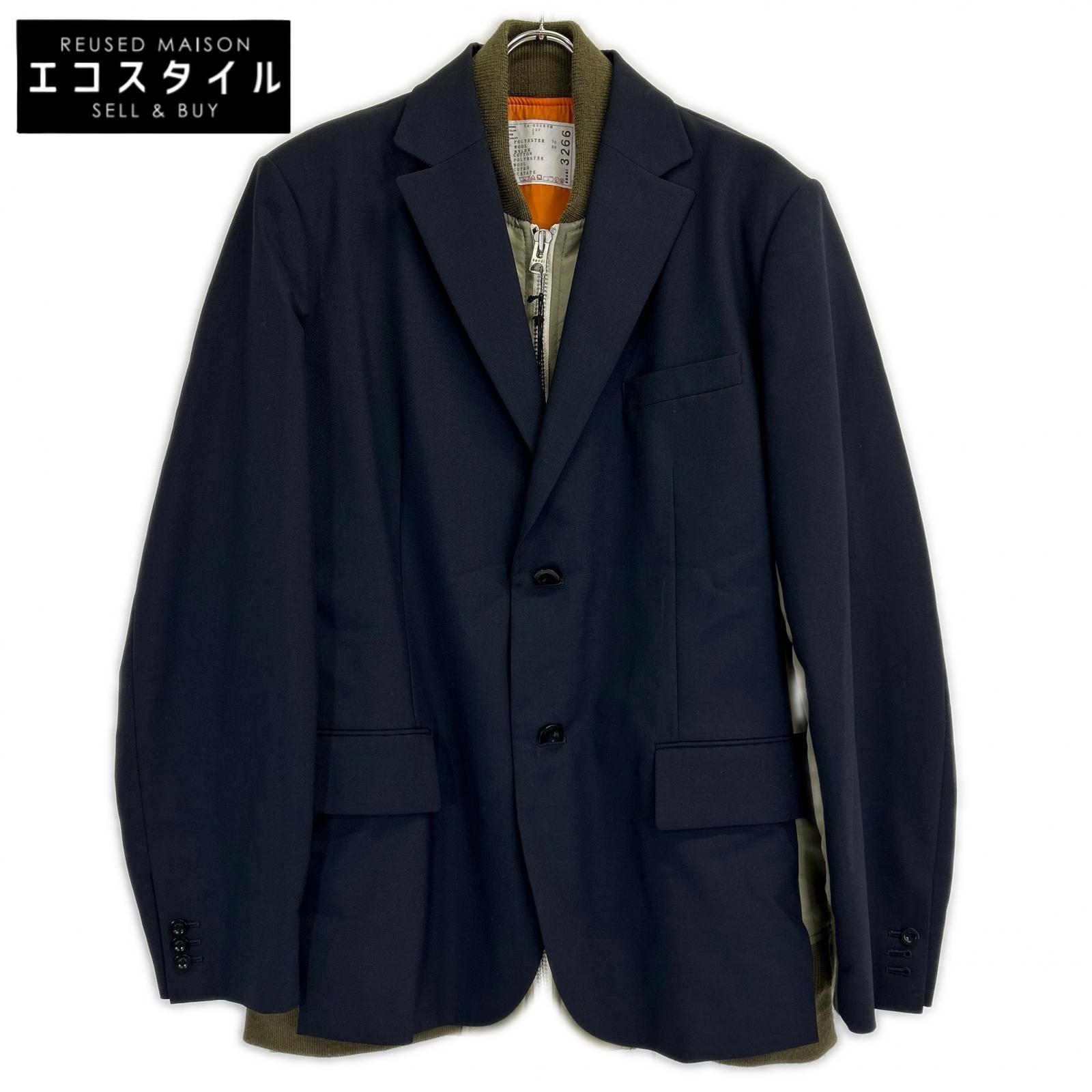 sacai サカイ 【新品同様/24年製】24-03266M Suiting × Nylon Twill Jacket MA-1ドッキングジャケット ジャケット 3