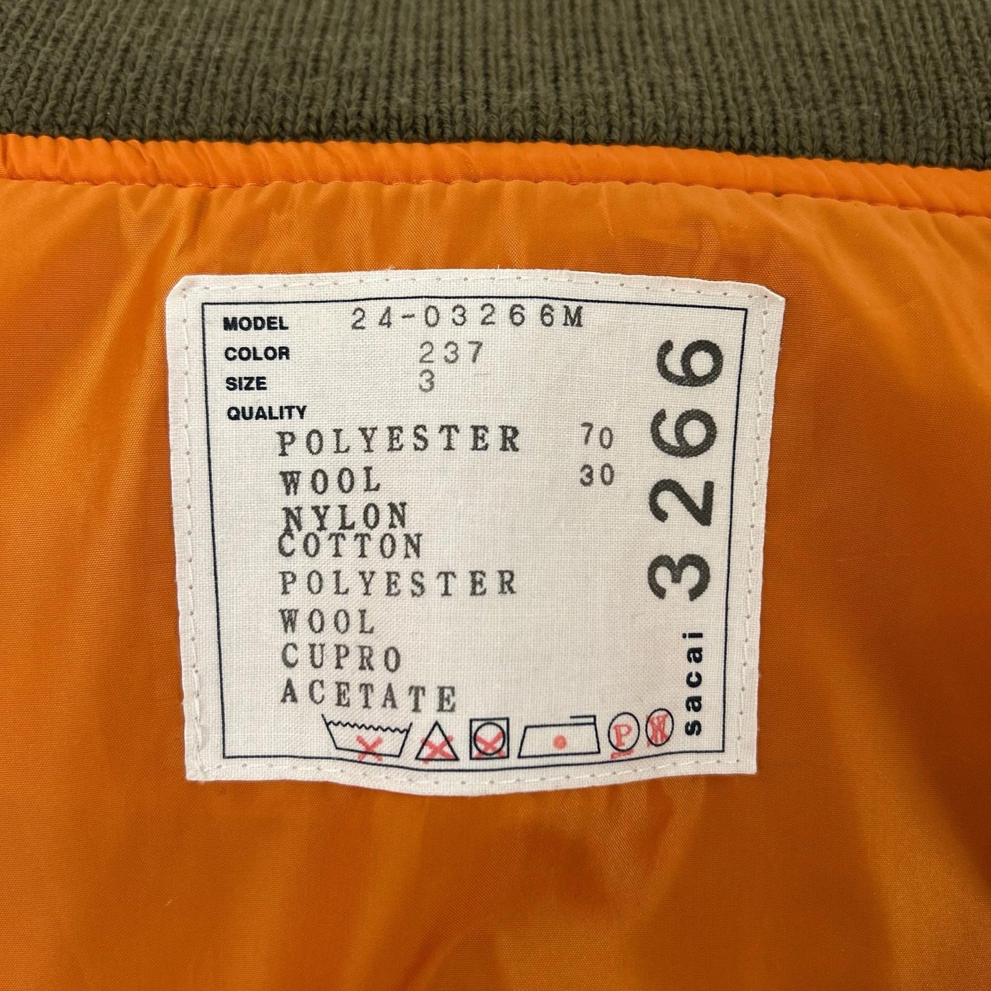 sacai サカイ 【新品同様/24年製】24-03266M Suiting × Nylon Twill Jacket MA-1ドッキングジャケット ジャケット 3