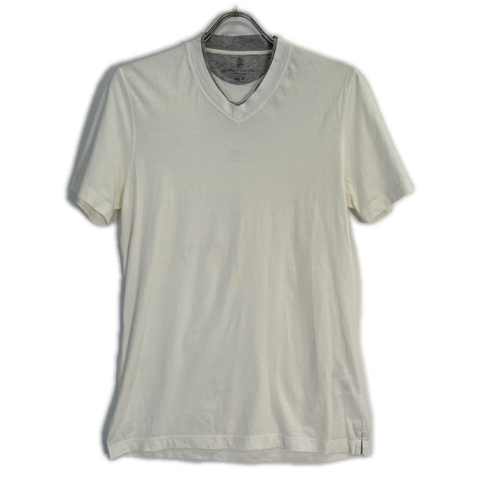 BRUNELLO CUCINELLI ブルネロクチネリ アイボリー DW9228221 SLIM FIT コットン Tシャツ トップス