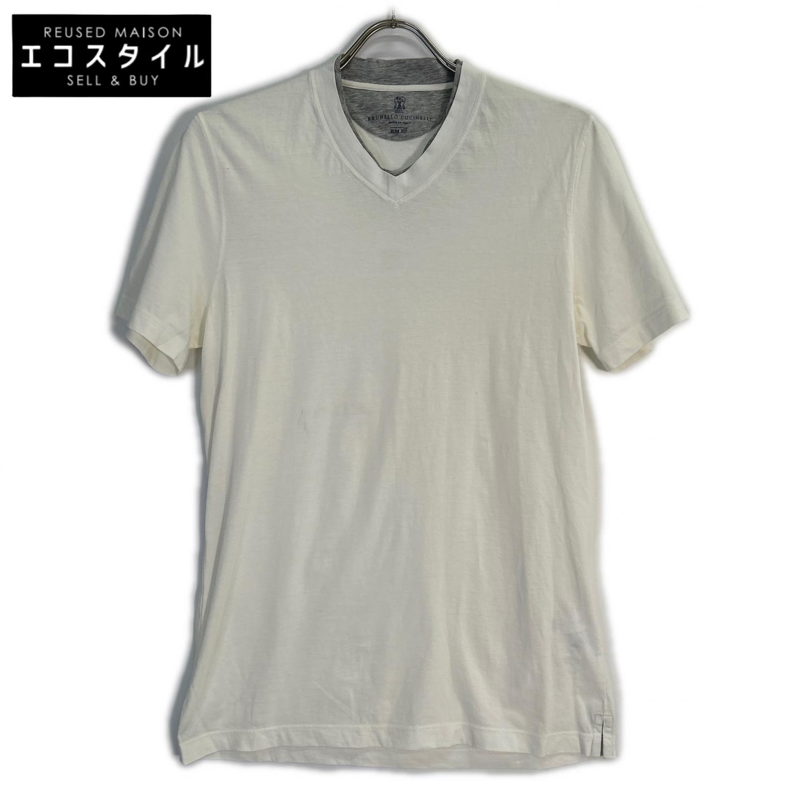 BRUNELLO CUCINELLI ブルネロクチネリ アイボリー DW9228221 SLIM FIT コットン Tシャツ トップス