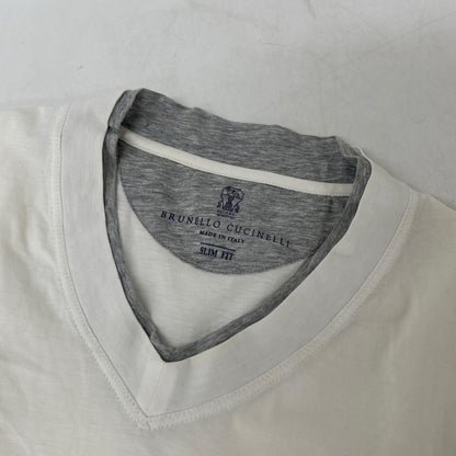 BRUNELLO CUCINELLI ブルネロクチネリ アイボリー DW9228221 SLIM FIT コットン Tシャツ トップス