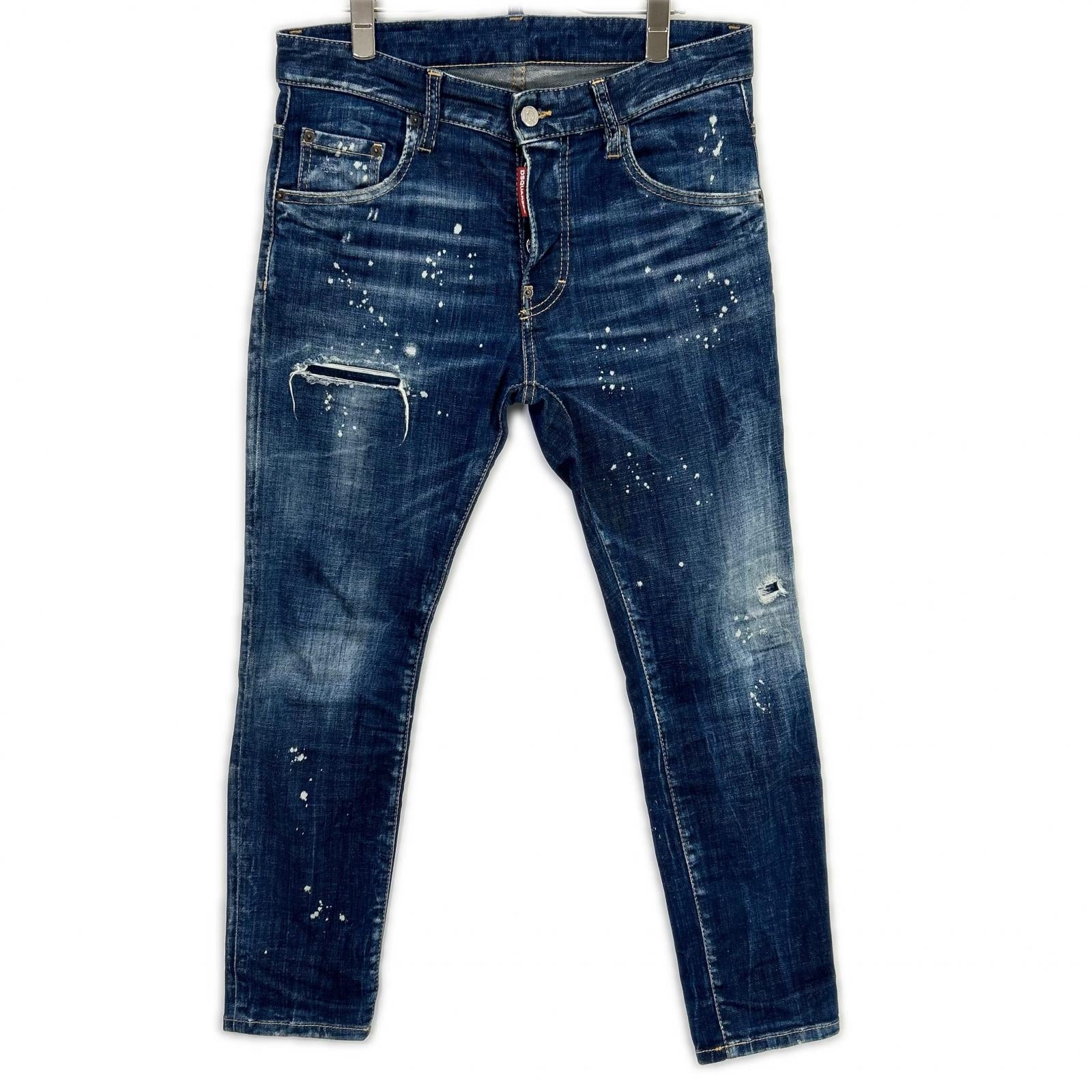 DSQUARED2 Indigo S74LB1660 SKATER Stretch Distressed Denim Bottoms