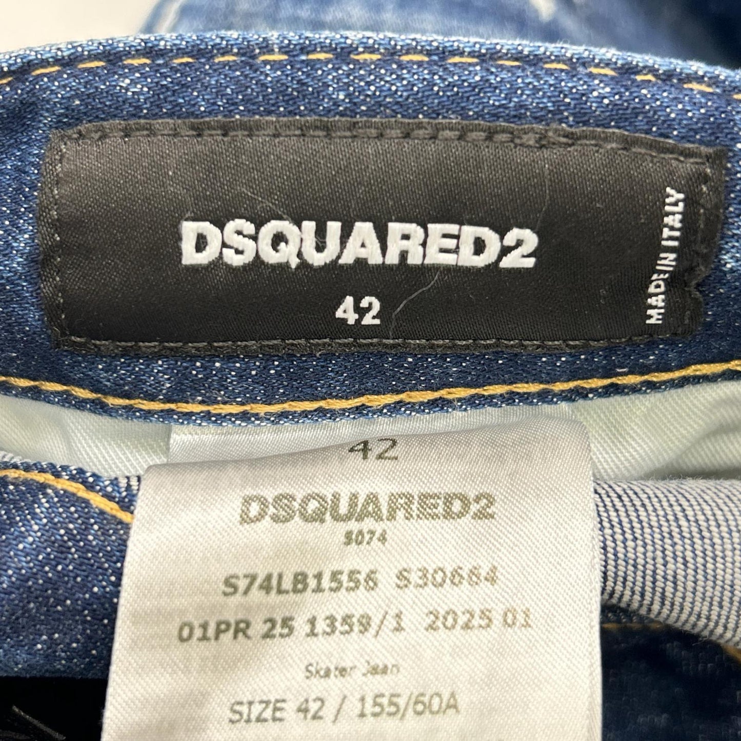 DSQUARED2 Indigo S74LB1660 SKATER Stretch Distressed Denim Bottoms