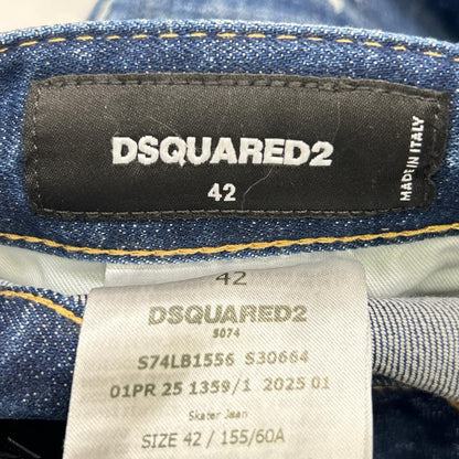 DSQUARED2 Indigo S74LB1660 SKATER Stretch Distressed Denim Bottoms