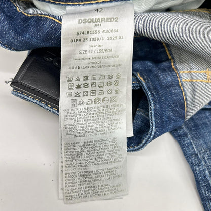 DSQUARED2 Indigo S74LB1660 SKATER Stretch Distressed Denim Bottoms