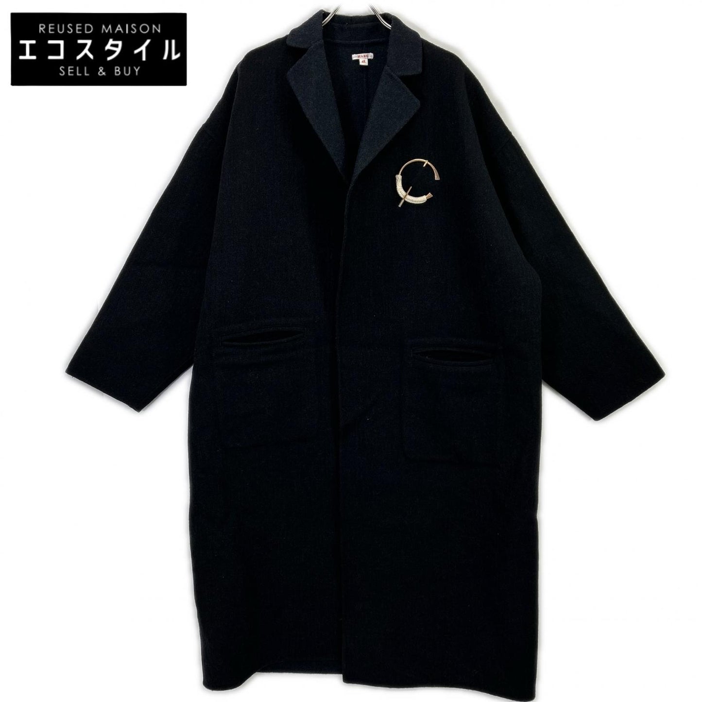 MASU M.A.S.U 炭灰色羊毛 over robe coat 20AW 大衣