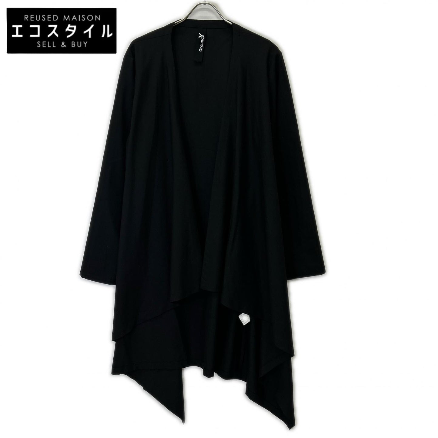 Ground Y グラウンドワイ ブラック GA-D06-100 baberdine long drape jacket コート