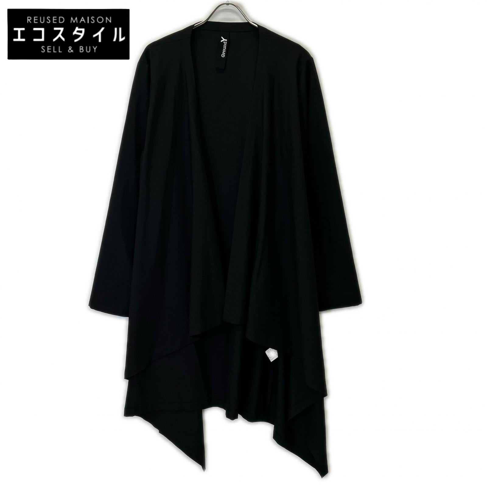 Ground Y グラウンドワイ ブラック GA-D06-100 baberdine long drape jacket コート