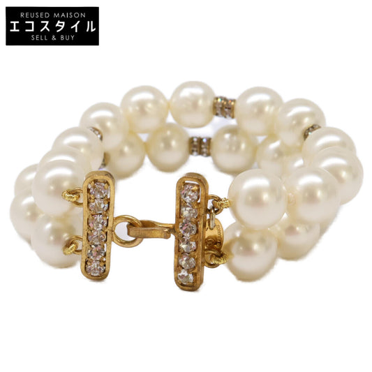 【美品】2連 イミテーションパール ブレスレット レディース