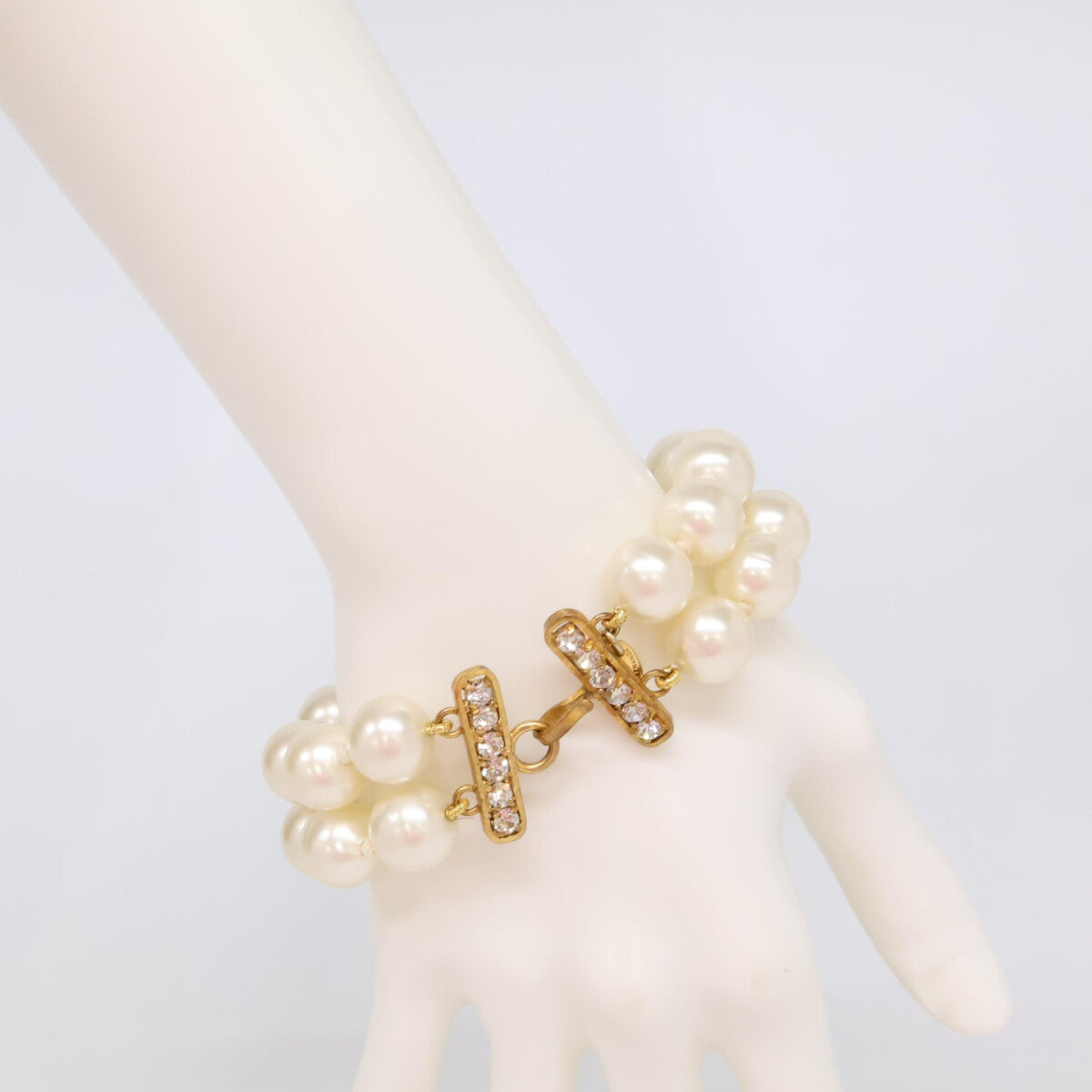 【美品】2連 イミテーションパール ブレスレット レディース