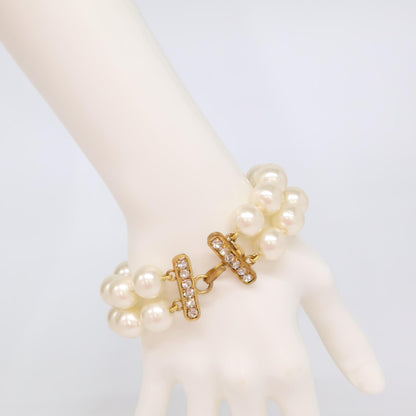 【美品】2連 イミテーションパール ブレスレット レディース
