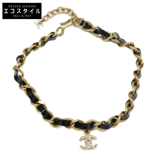 CHANEL シャネル ｺﾞｰﾙﾄﾞ/ﾌﾞﾗｯｸ ﾊﾟﾃﾝﾄﾃｰﾌﾟ 95P ﾁｮｰｶｰ チョーカー -