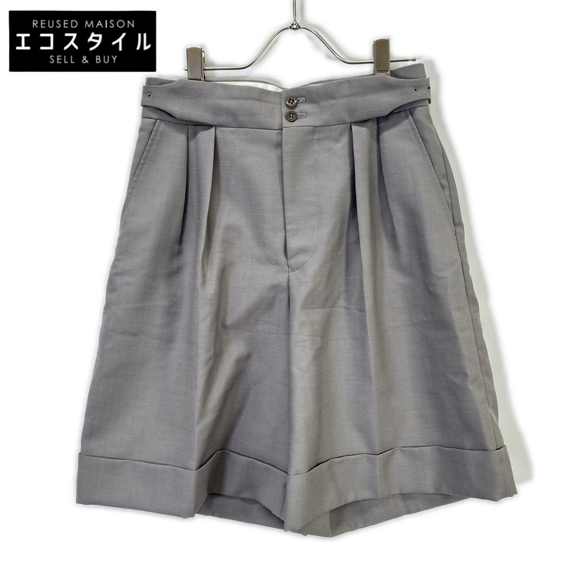 SCYE BASICS Scye Basics Gray 5222-81535 mohair balassia-weave wide-leg shorts Bottoms
