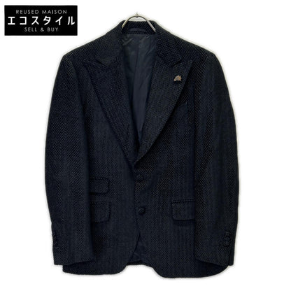 BLACK JG90015I Herringbone Peaked Lapel Jacket 46 Men's