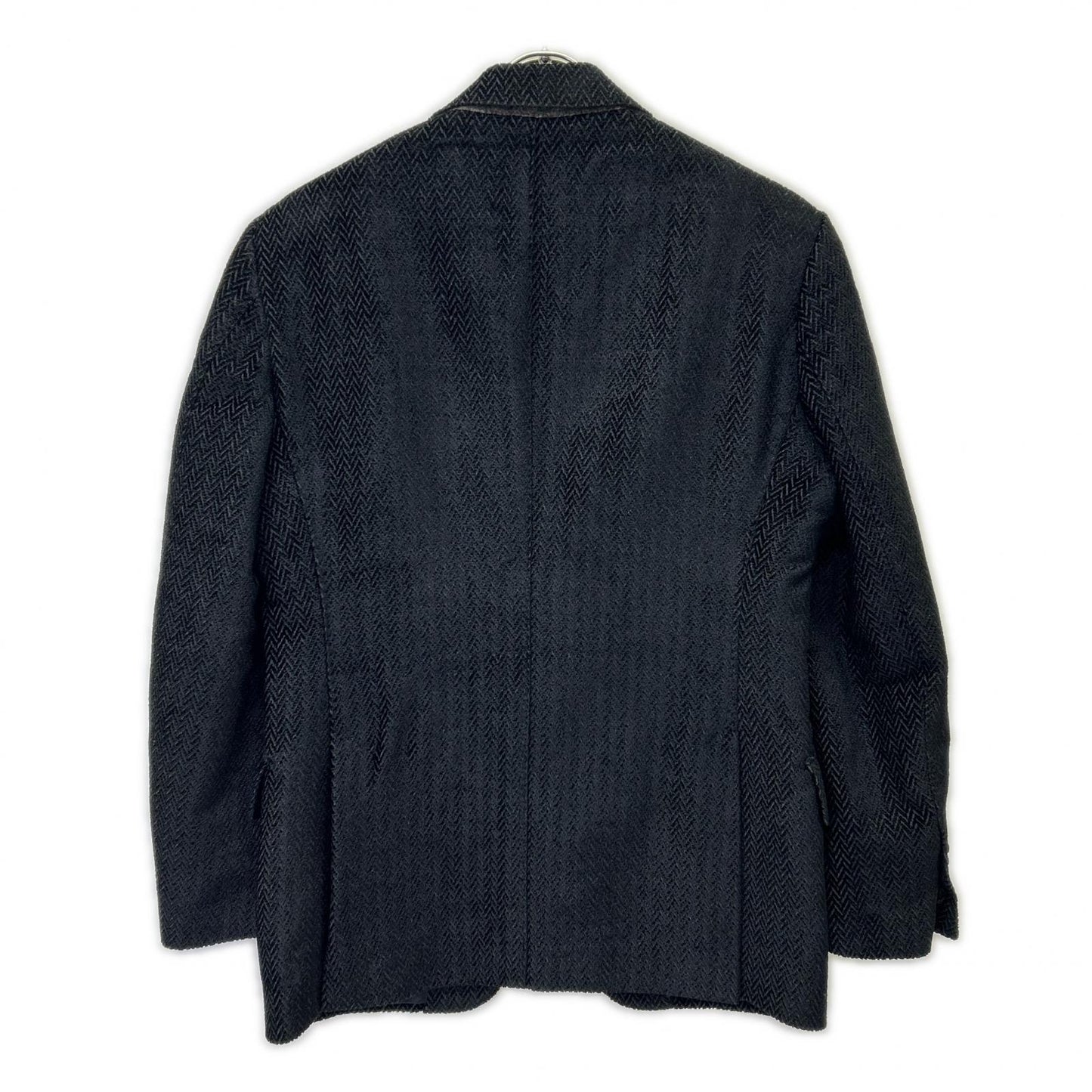 BLACK JG90015I Herringbone Peaked Lapel Jacket 46 Men's