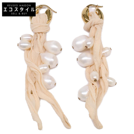 JIL SANDER ジルサンダー パール ファブリックリボン フープ ピアス