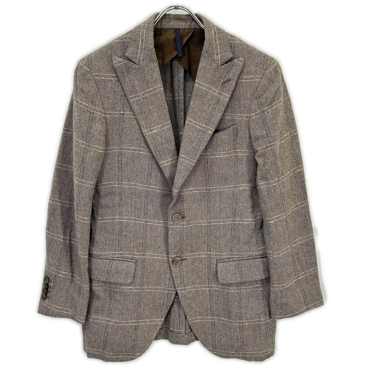 Santaniello サンタニエッロ gray brown G525 herringbone/windowpane flannel jacket jacket